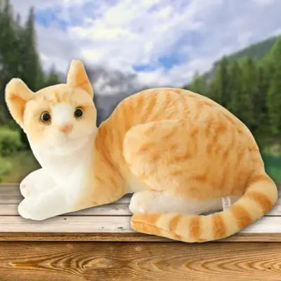chat peluche réaliste-peluche chat roux assis