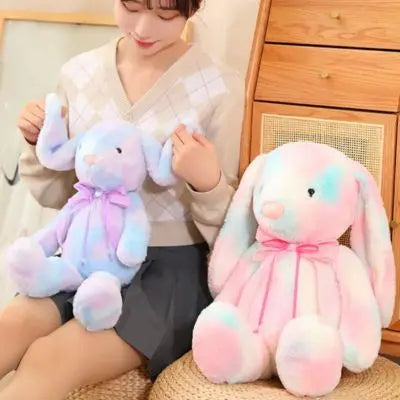 Lapin en peluche ludique et chatoyant doudou kawaii stitch assis