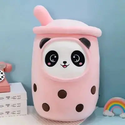 peluche bubble tea-panda rose souriant adorable