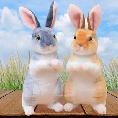 peluche lapin réaliste-gris mignon debout bunny buddies