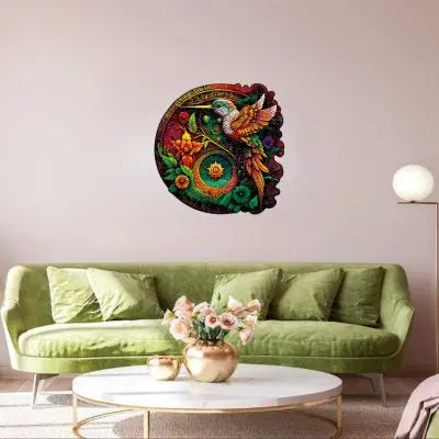 Puzzle en bois le pivert coloré dans la jungle sauvage en tableau
