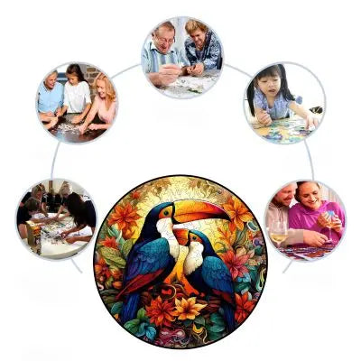 Puzzle pelican tropical captivant avec des generations differentes