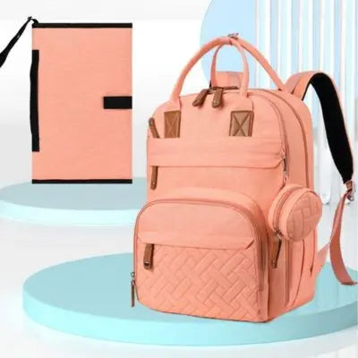 sac à langer-couleur-saumon-somptueux avec matelas langer