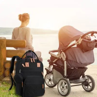sac à langer-noir-et-somptueux-avec-accessoire-poussette