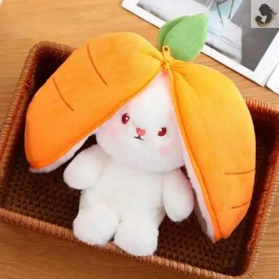 Doudou lapin, peluche kawaii-peluche lapin carotte douillette sur le bureau