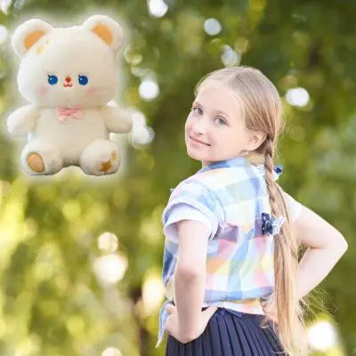 Ours doudou blanc-peluche kawaii souriant ours doudou