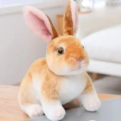 Peluche lapin réaliste, l'adorable rouquin aux pattes blanches et rousses