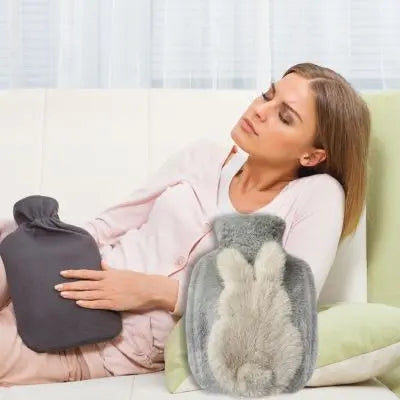 Bouillotte peluche le doudou lapin soyeux et-délicat et gris-blanc stitch
