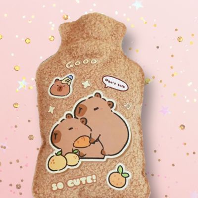 Bouillotte peluche mignonne peluche kawaii Cappy-bara souriante