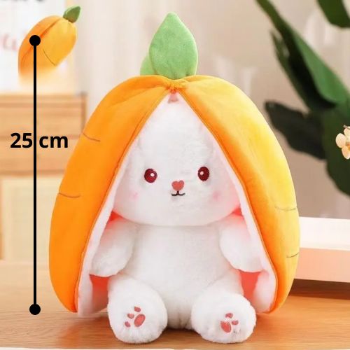 Doudou lapin-kawaii peluche carotte mignonne de 25 cm assise