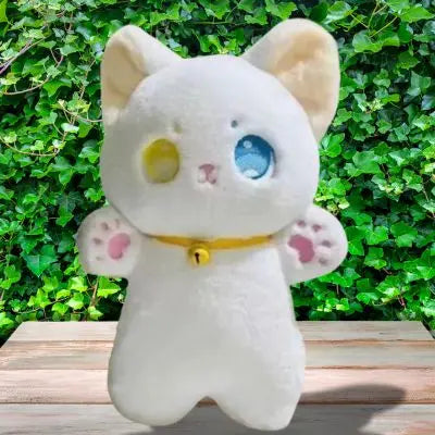 Kawaii peluche chat blanc douillet yeux bleu et vert peluche chat