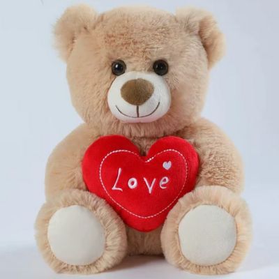 Ours en peluche beige le chatoyant Teddy bear avec un cœur d'amour brodé