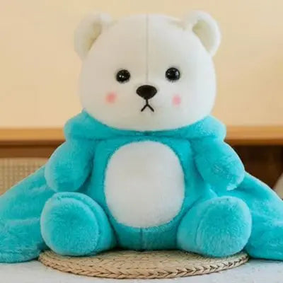 Ours en peluche le teddy bear une peluche kawaii bleu aux yeux noirs