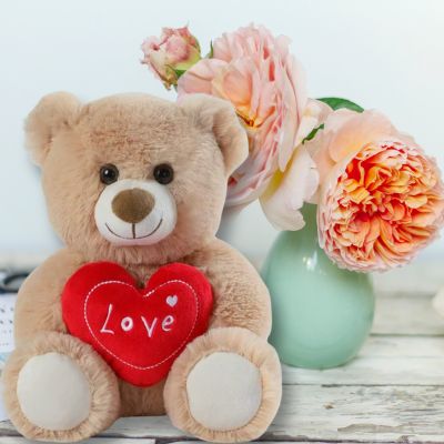 Ours en peluche Teddy bear gentil nounours sous les belles fleurs multicolores