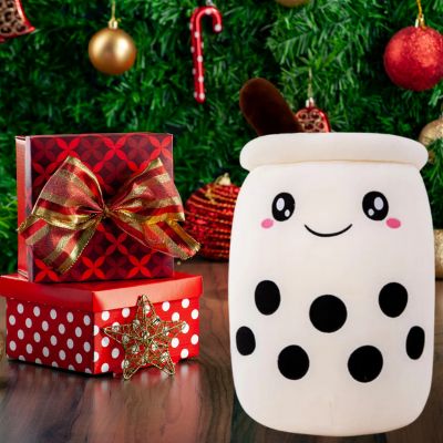 Peluche bubble tea lait frappé merveilleux présent avec paquets-cadeaux de Noël