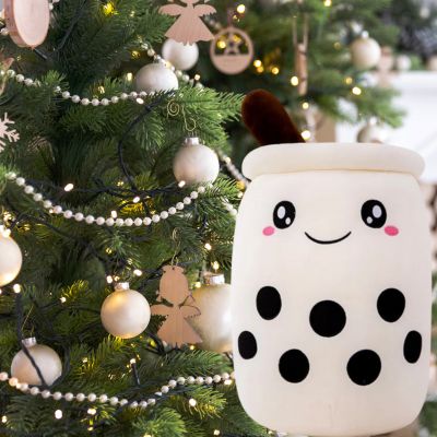 Peluche bubble tea lait frappé merveilleux présent avec sapin de Noël