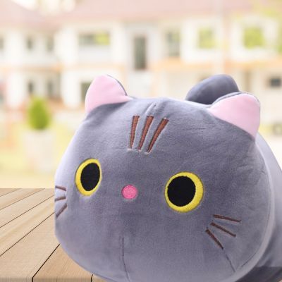 Peluche chat-peluche kawaii coussin mignon sur la table au balcon du jardin