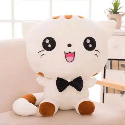 Peluche kawaii-peluche chat aux gros yeux pétillants et nœud papillon 