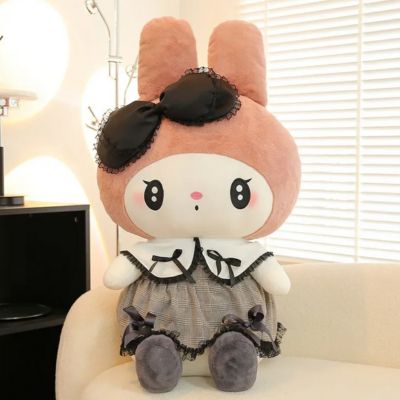 Peluche kawaii lapin-peluche lapin douillet aux gros yeux et oreilles roses de lapin