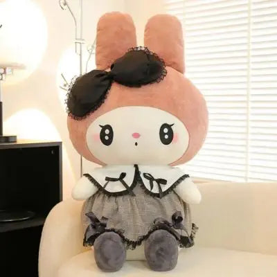 Peluche kawaii lapin-peluche lapin douillet aux gros yeux et oreilles roses de lapin