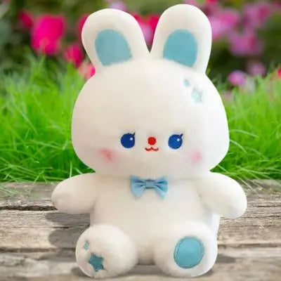 Peluche kawaii-peluche lapin grandes oreilles bleues attrayantes au jardin