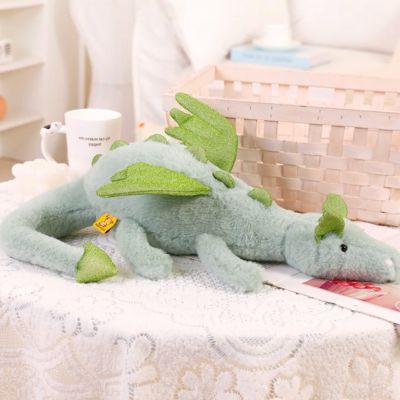 Peluche dragon vert soyeux et doux peluche kawaii avec longue queue