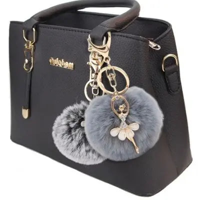 Porte clé gris-peluche-fashion-pour-sac a main