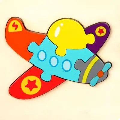 Puzzle 3 ans l'avion coloré aux belles couleurs-puzzle en bois