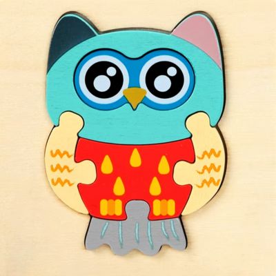 Puzzle 3 ans le beau hibou coloré aux grands yeux-puzzle en bois