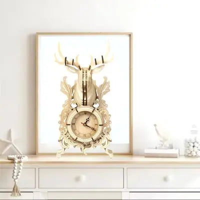 Puzzle 3D l'horloge cerf vintage en bois pour adulte le meilleur cadeau de Noël