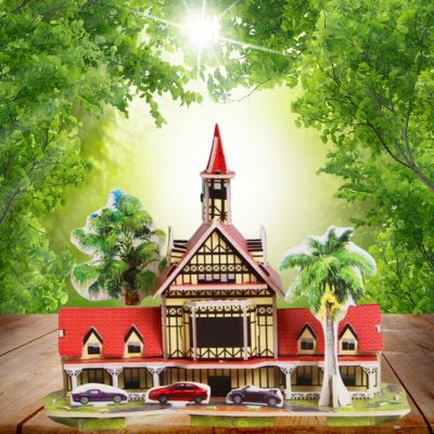 Puzzle 3D la villa, chef-d'œuvre ludique éducatif pour petits pour anniversaire