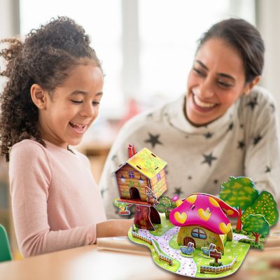 Puzzle 3D maisonnette champignon alternative de jeu entre fille et sa mère