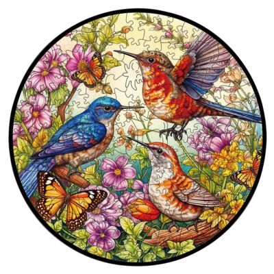 Puzzle 3D les oiseaux du paradis multi-colorés au jardin