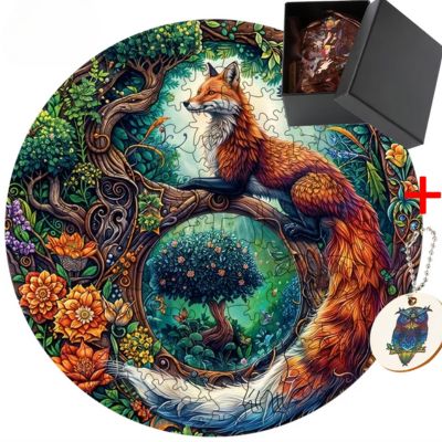 Puzzle 3D le renard enchanté avec longue queue dans la foret enchanté