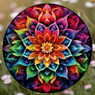 Puzzle adulte mandala floral, éternel et géométrique étincelant