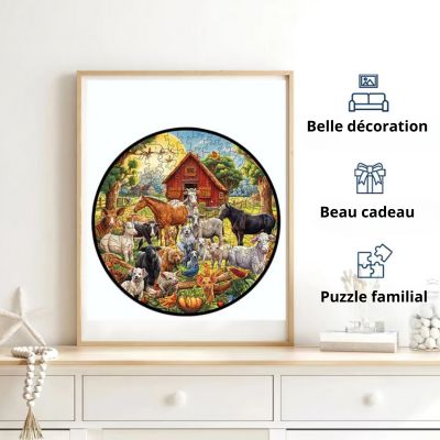 Puzzle bois animaux de la ferme enchantée beau décor du salon mural