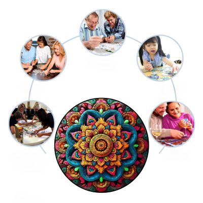 Puzzle mandala fleuri rose exquis jeux de société en famille