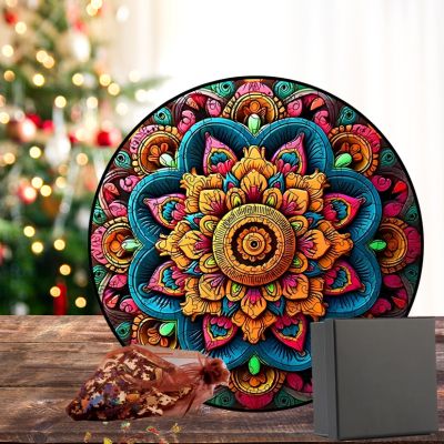 Puzzle mandala géométrique exquis sur la table de Noël