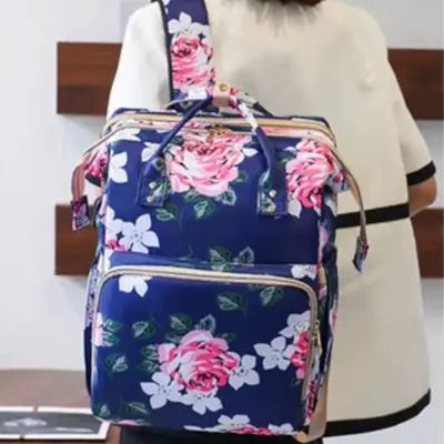 Sac à langer floral bleuté et floral spacieux