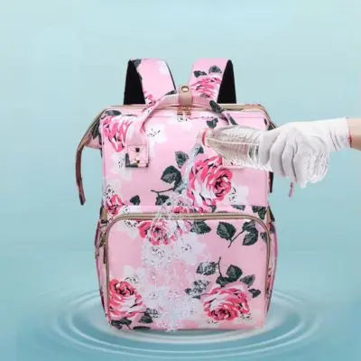 Sac à langer imperméable floral-rose étanche