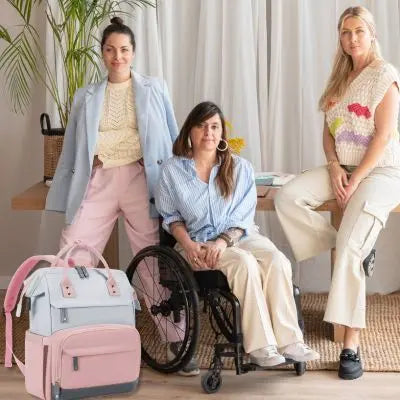 sac a langer rose et gris pour effets-de-maman en famille